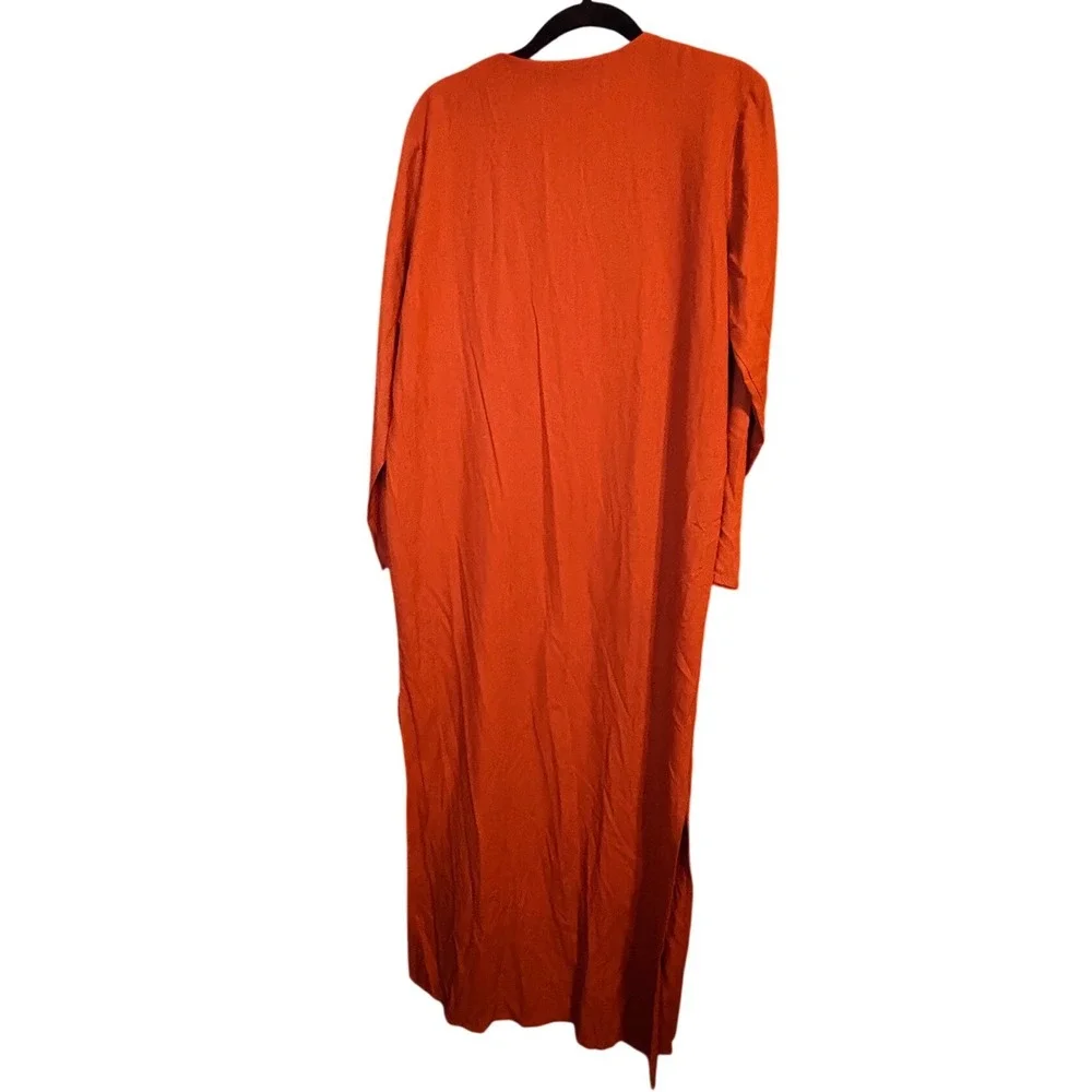 The Limited Womens XS Burnt Orange 100% Silk Button Front Maxi Dress Duster - Picture 6 of 7